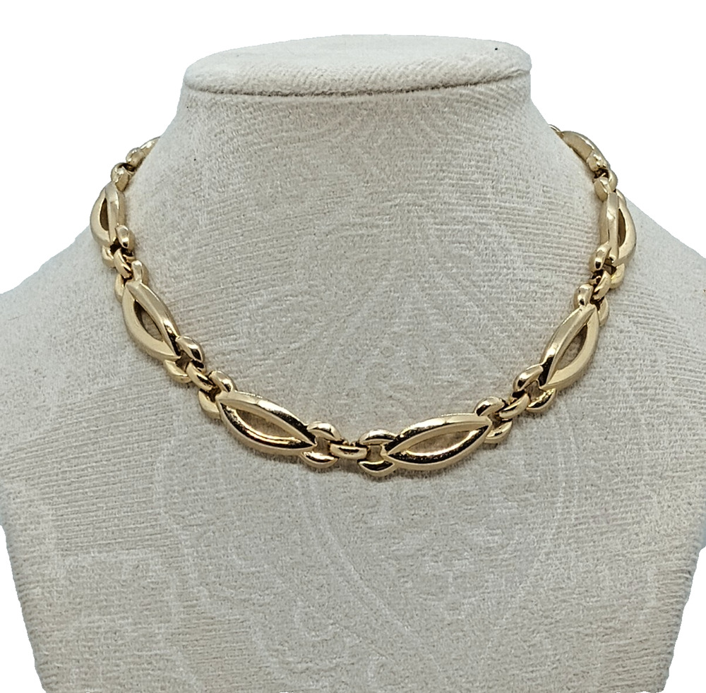 Vintage Monet Tag Gold Tone Collar Chocker Necklace 14" Hook Clasp 3" Extension